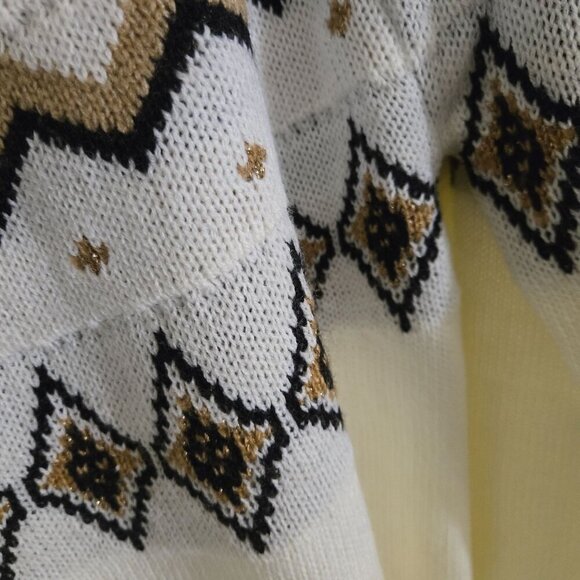 Crown & Ivy Cream Gold Fair Isle Pullover Crewneck Sweater Size XL - Picture 6 of 8